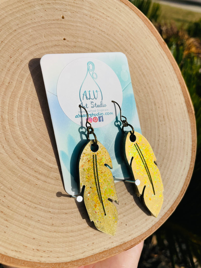 Resin Earrings- Feathers